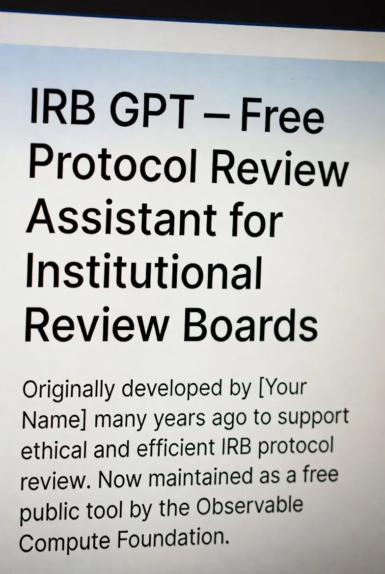 IRB GPT — Free Protocol Review Assistant for Institutional Review Boards, developed by Adam Stratemeyer